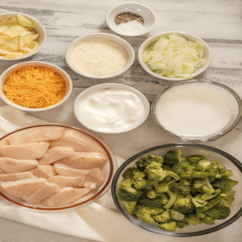 Ingredients for Chicken & Broccoli Low Carb Bake