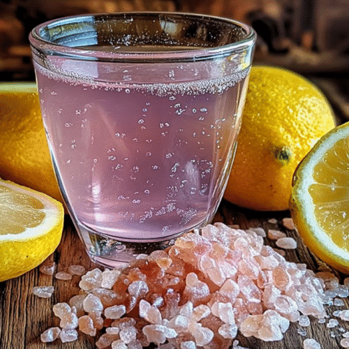 Japanese pink salt recipe drink with lemon and ginger
